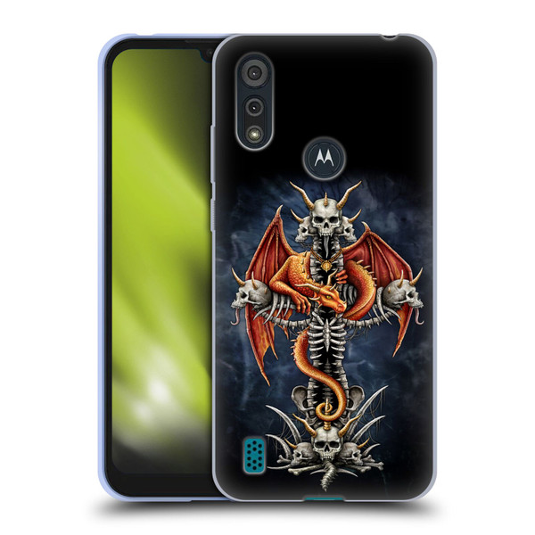 Sarah Richter Fantasy Creatures Red Dragon Guarding Bone Cross Soft Gel Case for Motorola Moto E6s (2020)