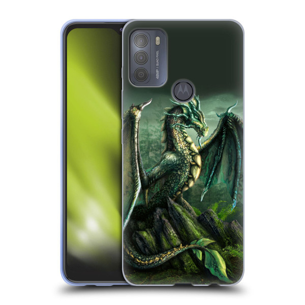 Sarah Richter Fantasy Creatures Green Nature Dragon Soft Gel Case for Motorola Moto G50