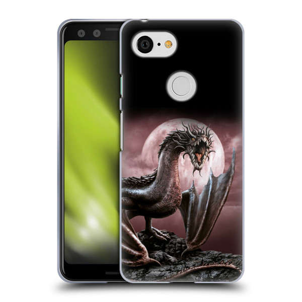 Sarah Richter Fantasy Creatures Black Dragon Roaring Soft Gel Case for Google Pixel 3