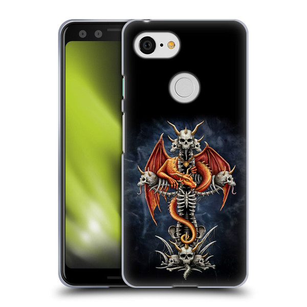 Sarah Richter Fantasy Creatures Red Dragon Guarding Bone Cross Soft Gel Case for Google Pixel 3