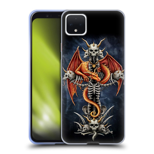 Sarah Richter Fantasy Creatures Red Dragon Guarding Bone Cross Soft Gel Case for Google Pixel 4 XL