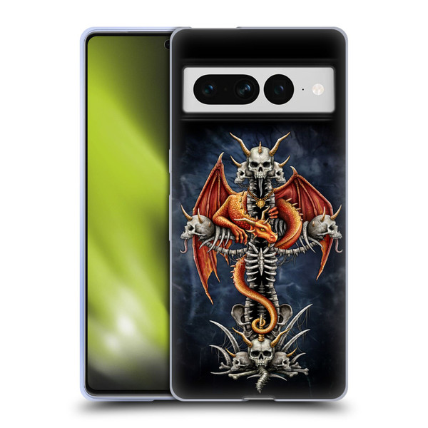 Sarah Richter Fantasy Creatures Red Dragon Guarding Bone Cross Soft Gel Case for Google Pixel 7 Pro