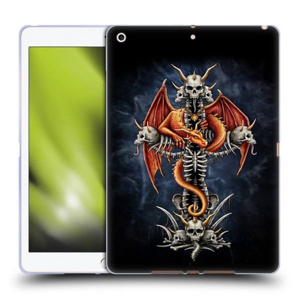 Sarah Richter Fantasy Creatures Red Dragon Guarding Bone Cross Soft Gel Case for Apple iPad 10.2 2019/2020/2021