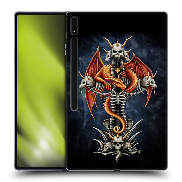 Sarah Richter Fantasy Creatures Red Dragon Guarding Bone Cross Soft Gel Case for Samsung Galaxy Tab S8 Ultra