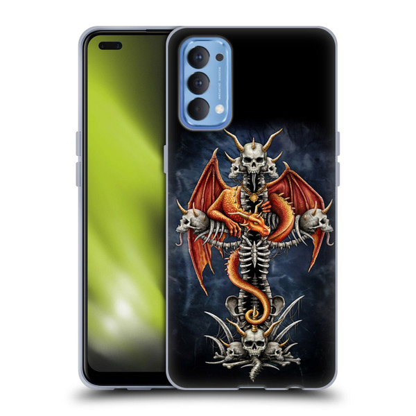 Sarah Richter Fantasy Creatures Red Dragon Guarding Bone Cross Soft Gel Case for OPPO Reno 4 5G