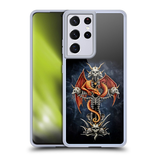 Sarah Richter Fantasy Creatures Red Dragon Guarding Bone Cross Soft Gel Case for Samsung Galaxy S21 Ultra 5G