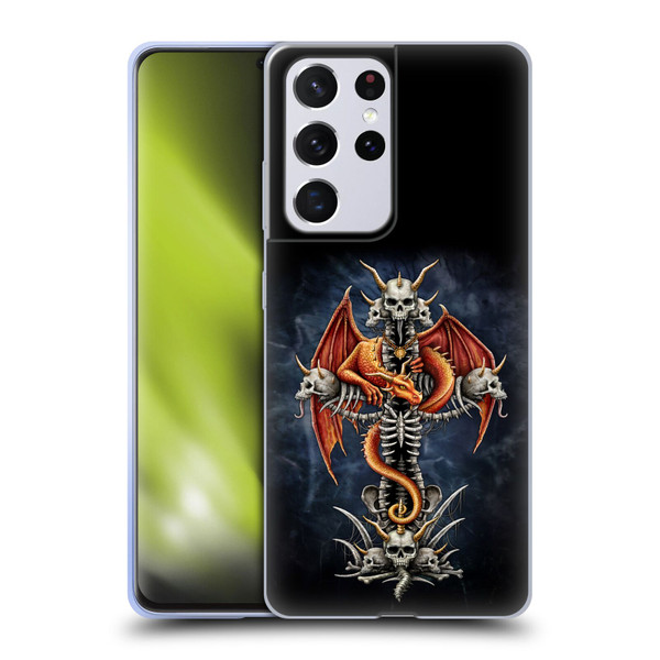 Sarah Richter Fantasy Creatures Red Dragon Guarding Bone Cross Soft Gel Case for Samsung Galaxy S21 Ultra 5G