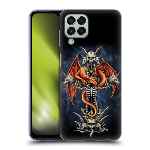 Sarah Richter Fantasy Creatures Red Dragon Guarding Bone Cross Soft Gel Case for Samsung Galaxy M33 (2022)