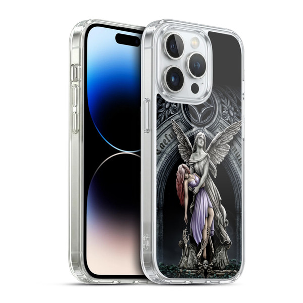 Sarah Richter Gothic Stone Angel With Skull Soft Gel Case for Apple iPhone 13 Pro & MagSafe