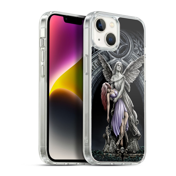 Sarah Richter Gothic Stone Angel With Skull Soft Gel Case for Apple iPhone 14 Plus & MagSafe