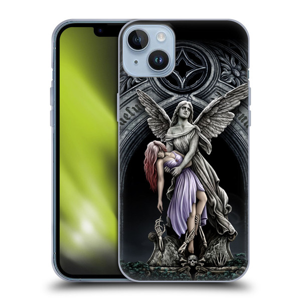 Sarah Richter Gothic Stone Angel With Skull Soft Gel Case for Apple iPhone 14 Plus