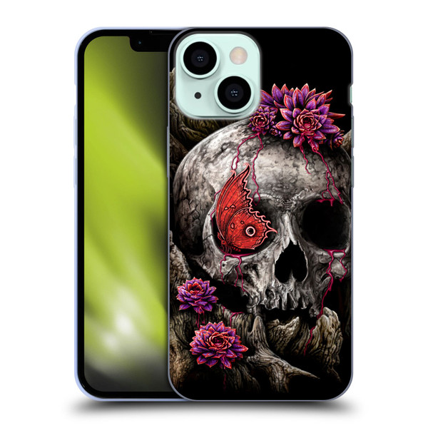 Sarah Richter Skulls Butterfly And Flowers Soft Gel Case for Apple iPhone 13 Mini