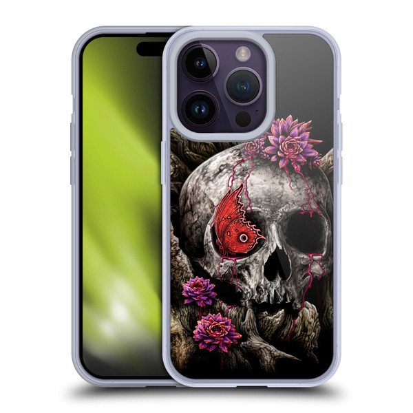 Sarah Richter Skulls Butterfly And Flowers Soft Gel Case for Apple iPhone 14 Pro