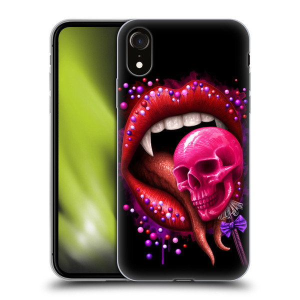 Sarah Richter Skulls Red Vampire Candy Lips Soft Gel Case for Apple iPhone XR
