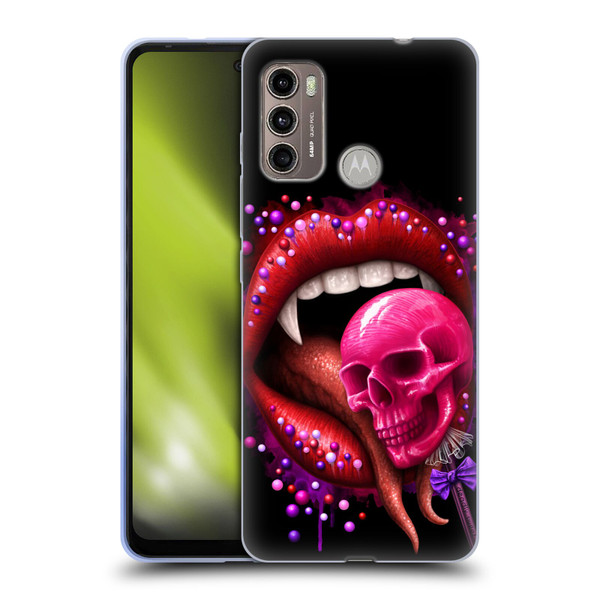 Sarah Richter Skulls Red Vampire Candy Lips Soft Gel Case for Motorola Moto G60 / Moto G40 Fusion