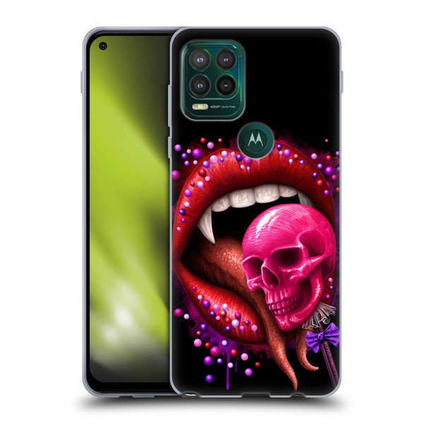 Sarah Richter Skulls Red Vampire Candy Lips Soft Gel Case for Motorola Moto G Stylus 5G 2021