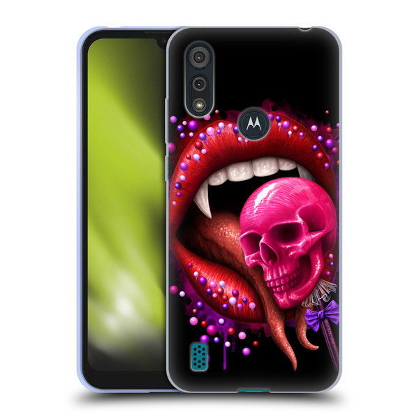 Sarah Richter Skulls Red Vampire Candy Lips Soft Gel Case for Motorola Moto E6s (2020)
