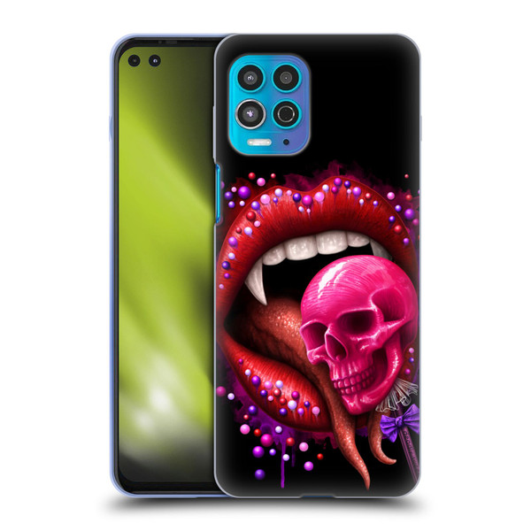 Sarah Richter Skulls Red Vampire Candy Lips Soft Gel Case for Motorola Moto G100