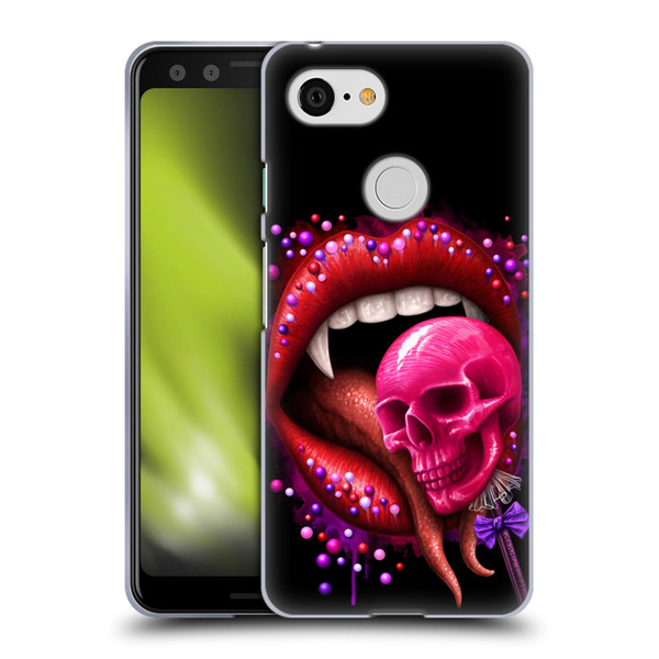 Sarah Richter Skulls Red Vampire Candy Lips Soft Gel Case for Google Pixel 3