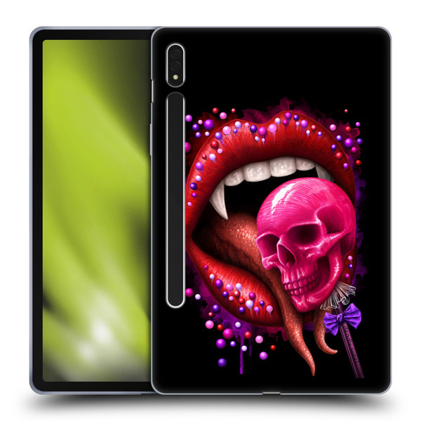 Sarah Richter Skulls Red Vampire Candy Lips Soft Gel Case for Samsung Galaxy Tab S8