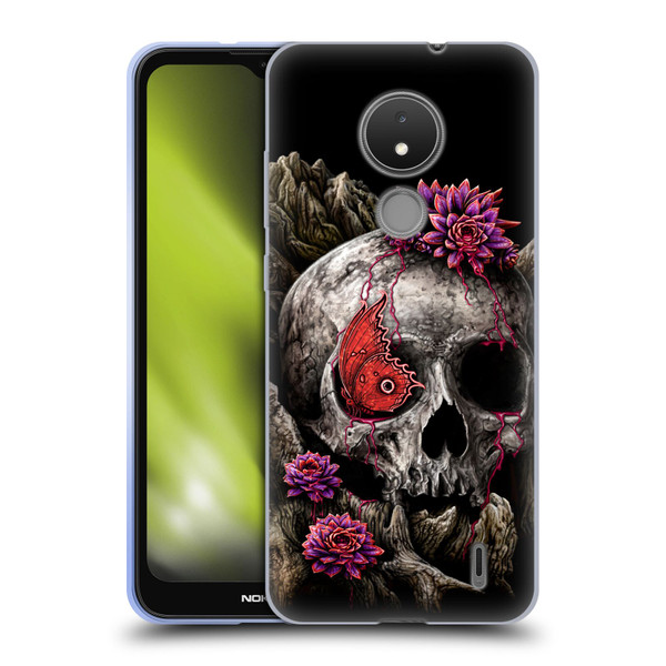 Sarah Richter Skulls Butterfly And Flowers Soft Gel Case for Nokia C21