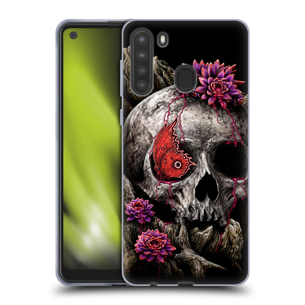 Sarah Richter Skulls Butterfly And Flowers Soft Gel Case for Samsung Galaxy A21 (2020)