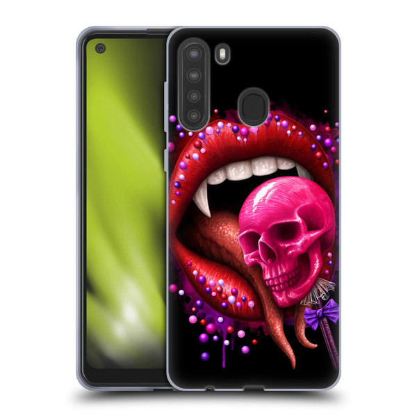 Sarah Richter Skulls Red Vampire Candy Lips Soft Gel Case for Samsung Galaxy A21 (2020)