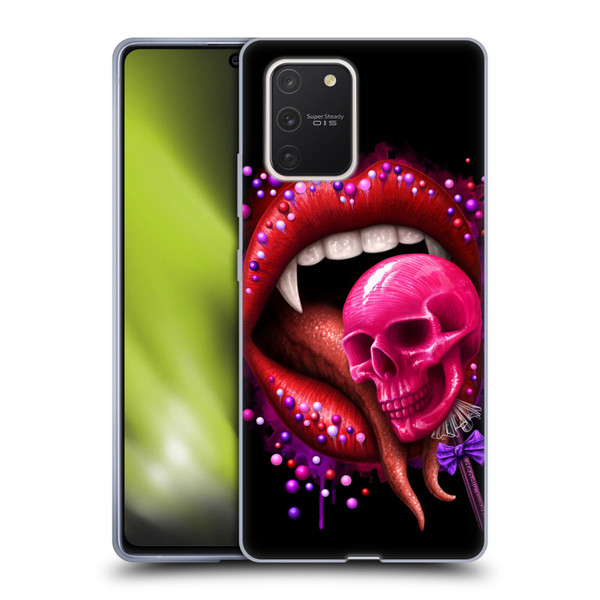 Sarah Richter Skulls Red Vampire Candy Lips Soft Gel Case for Samsung Galaxy S10 Lite
