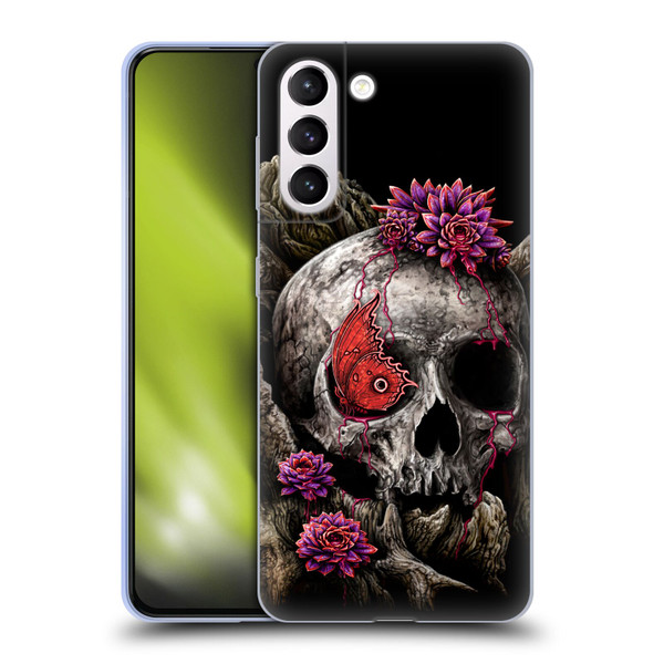 Sarah Richter Skulls Butterfly And Flowers Soft Gel Case for Samsung Galaxy S21+ 5G
