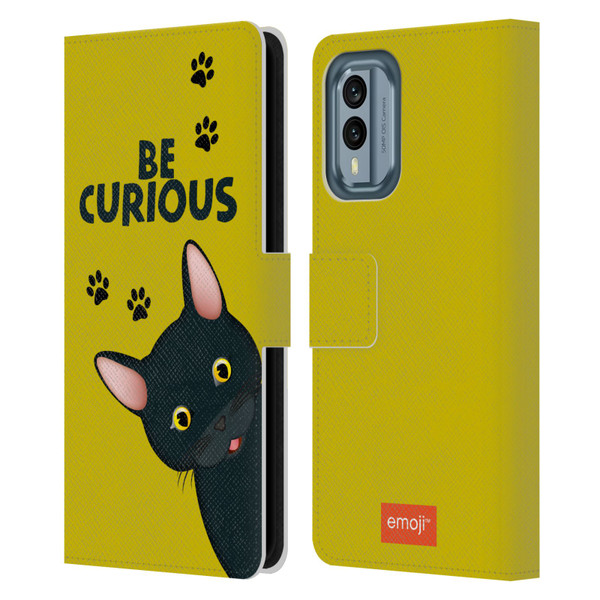 emoji® Cats Curious Leather Book Wallet Case Cover For Nokia X30