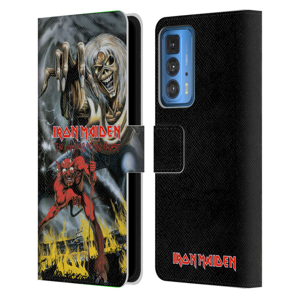 Iron Maiden Graphics The Number Of The Beast Leather Book Wallet Case Cover For Motorola Edge (2022)