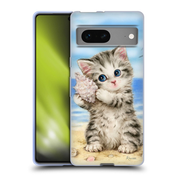 Kayomi Harai Animals And Fantasy Seashell Kitten At Beach Soft Gel Case for Google Pixel 7