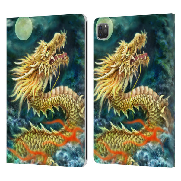 Kayomi Harai Animals And Fantasy Asian Dragon In The Moon Leather Book Wallet Case Cover For Apple iPad Pro 11 2020 / 2021 / 2022