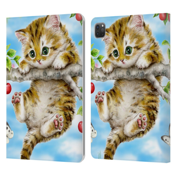 Kayomi Harai Animals And Fantasy Cherry Tree Kitten Leather Book Wallet Case Cover For Apple iPad Pro 11 2020 / 2021 / 2022