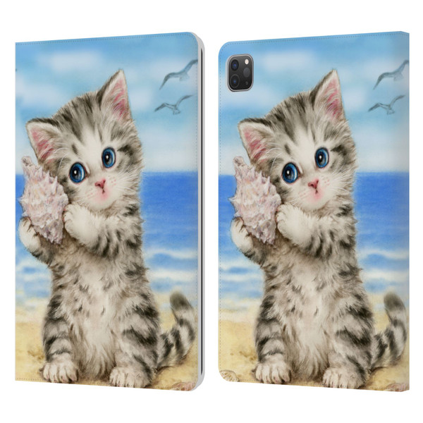 Kayomi Harai Animals And Fantasy Seashell Kitten At Beach Leather Book Wallet Case Cover For Apple iPad Pro 11 2020 / 2021 / 2022