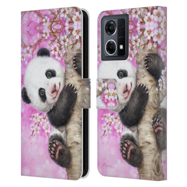 Kayomi Harai Animals And Fantasy Cherry Blossom Panda Leather Book Wallet Case Cover For OPPO Reno8 4G