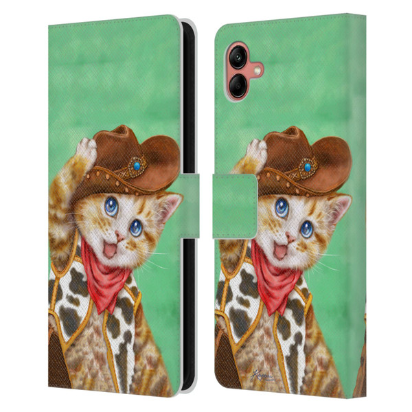 Kayomi Harai Animals And Fantasy Cowboy Kitten Leather Book Wallet Case Cover For Samsung Galaxy A04 (2022)