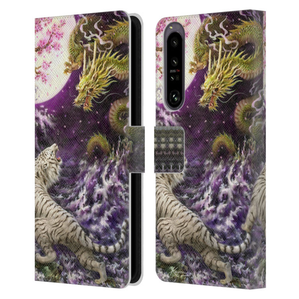 Kayomi Harai Animals And Fantasy Asian Tiger & Dragon Leather Book Wallet Case Cover For Sony Xperia 1 IV