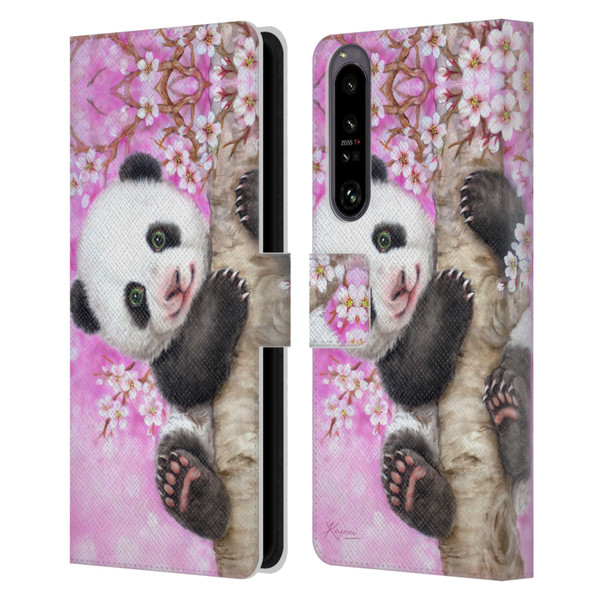 Kayomi Harai Animals And Fantasy Cherry Blossom Panda Leather Book Wallet Case Cover For Sony Xperia 1 IV