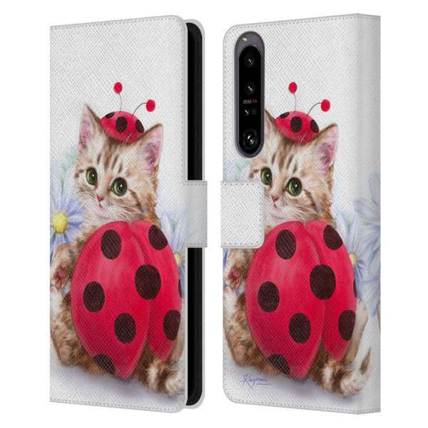 Kayomi Harai Animals And Fantasy Kitten Cat Lady Bug Leather Book Wallet Case Cover For Sony Xperia 1 IV