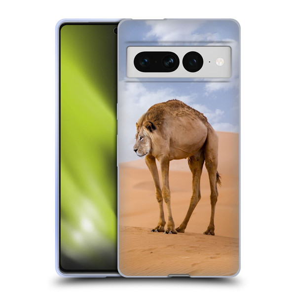 Pixelmated Animals Surreal Wildlife Camel Lion Soft Gel Case for Google Pixel 7 Pro