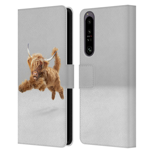 Pixelmated Animals Surreal Pets Highland Pup Leather Book Wallet Case Cover For Sony Xperia 1 IV