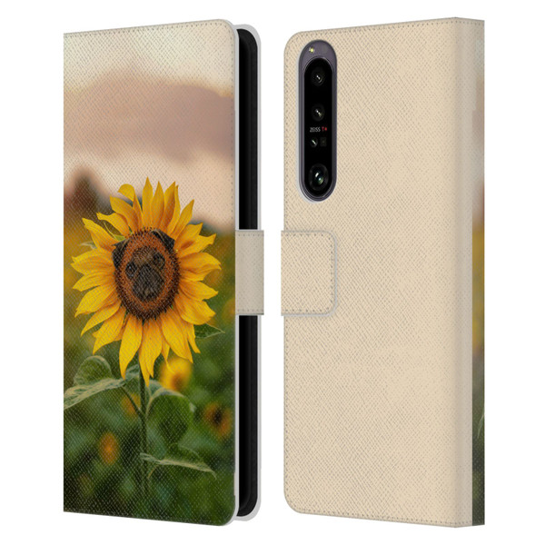 Pixelmated Animals Surreal Pets Pugflower Leather Book Wallet Case Cover For Sony Xperia 1 IV