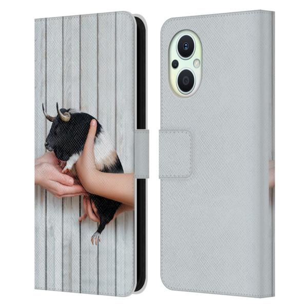 Pixelmated Animals Surreal Wildlife Guinea Bull Leather Book Wallet Case Cover For OPPO Reno8 Lite