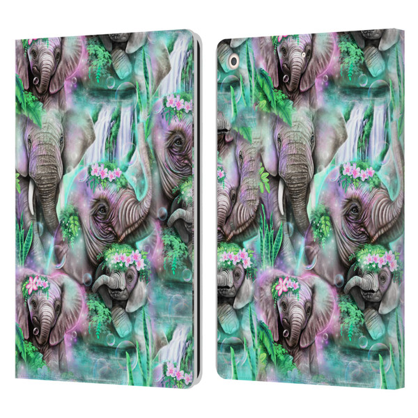Sheena Pike Animals Daydream Elephants Lagoon Leather Book Wallet Case Cover For Apple iPad 10.2 2019/2020/2021