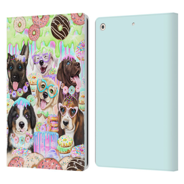 Sheena Pike Animals Puppy Dogs And Donuts Leather Book Wallet Case Cover For Apple iPad 10.2 2019/2020/2021