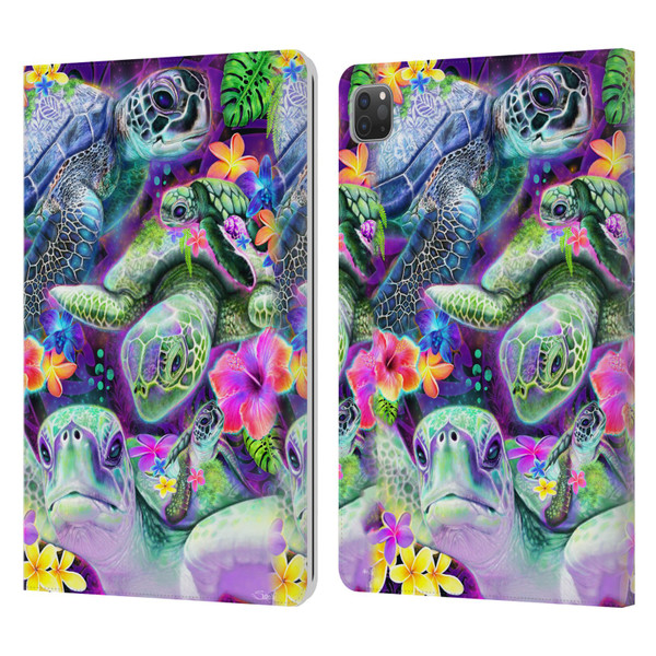 Sheena Pike Animals Daydream Sea Turtles & Flowers Leather Book Wallet Case Cover For Apple iPad Pro 11 2020 / 2021 / 2022