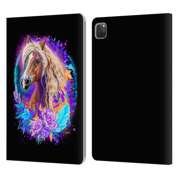 Sheena Pike Animals Purple Horse Spirit With Roses Leather Book Wallet Case Cover For Apple iPad Pro 11 2020 / 2021 / 2022