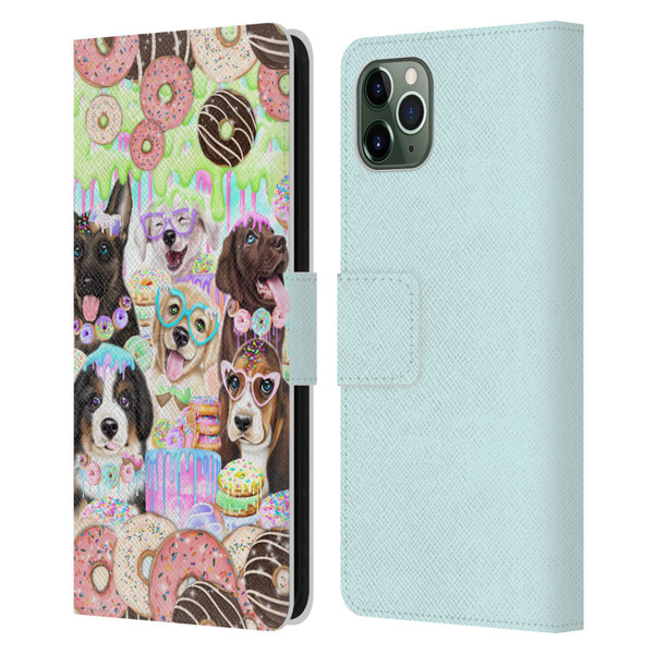 Sheena Pike Animals Puppy Dogs And Donuts Leather Book Wallet Case Cover For Apple iPhone 11 Pro Max