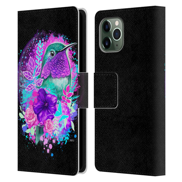 Sheena Pike Animals Purple Hummingbird Spirit Leather Book Wallet Case Cover For Apple iPhone 11 Pro
